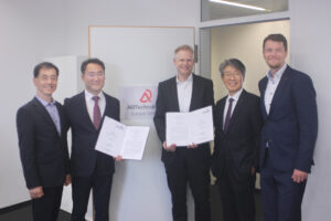 From left to right: James Y. Lee, Senior Vice President Strategic Marketing of ADTechnology; JK Park, CEO of ADTechnology; Dr. Hans-Joachim Stolberg, CEO of videantis; HY Lee, General Manager ADTechnology Europe; Christoph Averhaus, CFO of videantis